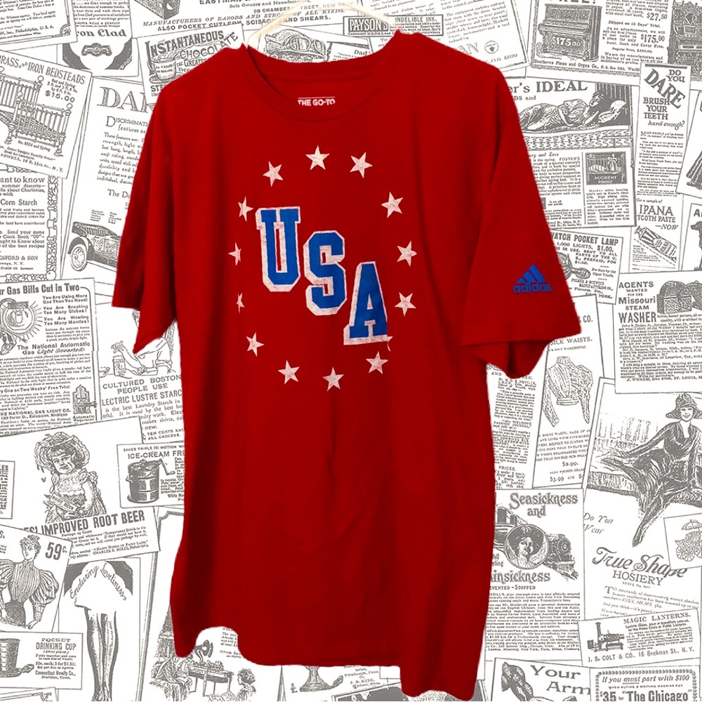Adidas USA Flag T Shirt, American Patriotic, Men's Size XL